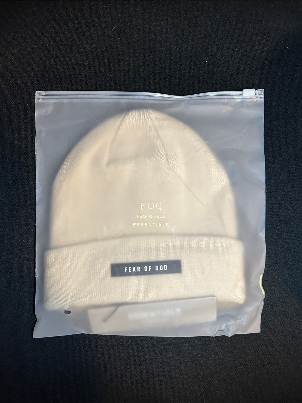 Fear of God Cream Beanie Hat - Essentials FOG Cuffed Knit